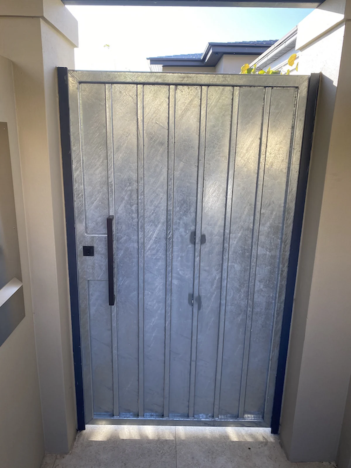 Custom galvanised steel gate with modern design for Manly Northern Beaches Sydney - precision manufacturing by A&E Metal Craft