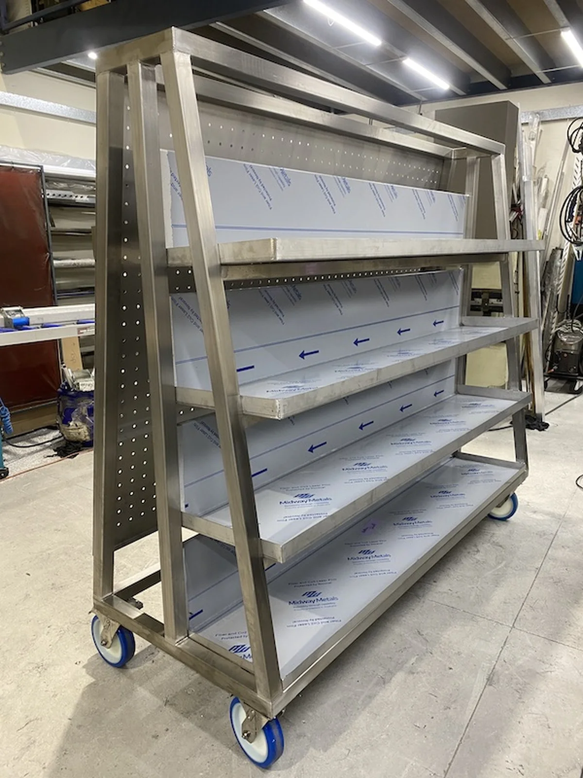 Custom stainless steel mobile shelving system with precision manufacturing for Sydney commercial application - A&E Metal Craft