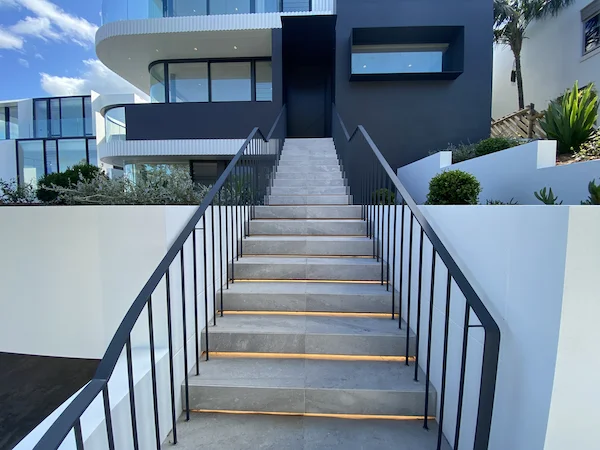 Example of A&E Metal Craft's precision fabrication - custom steel staircase railing demonstrating our attention to detail and craftsmanship quality